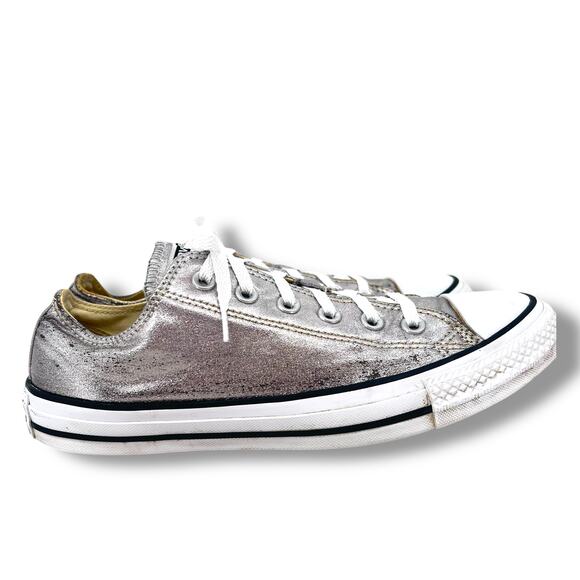 CONVERSE Silver Lame' All Stars Sneakers M7/W9  Rocker Rave Indie Kitschy - Picture 6 of 9